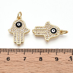 Pendentifs avec zircon cubiques à micro-pavés en laiton&nbsp;KK-T070-70