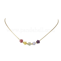 Colliers avec pendentif en perles de pierres précieuses naturelles et synthétiques mélangées&nbsp;NJEW-JN06419-01