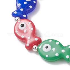 Bracelets extensibles faits à la main en émail lampwork avec perles de poisson pour femmes et hommes&nbsp;BJEW-TA00685