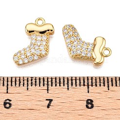 Breloques en laiton micro pavées et zircones cubiques transparentes sur le thème de Noël&nbsp;X1-KK-T073-17G
