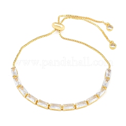 Bracciali scorrevoli rettangolari in ottone con micro pavé di zirconi cubici&nbsp;KK-A305-02G-01