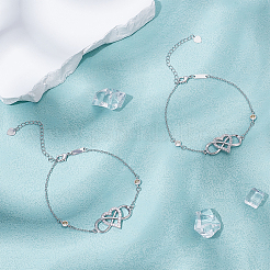 2 Stück Messing-Unendlichkeits-Herz-Gliederarmbänder&nbsp;BJEW-UN0001-71