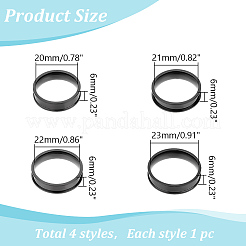 4pcs 4 styles de bague de doigt rainurée en acier inoxydable&nbsp;STAS-LP0001-43EB-03