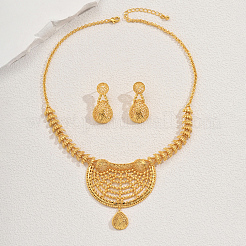 Elegante Messing-Sets mit hohlen Tropfenohrringen und Halsketten für Damen&nbsp;CH3228