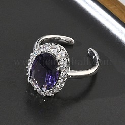 Bagues ouvertes en laiton avec micro pavé de zircones cubiques pour femmes&nbsp;RJEW-L343-17P