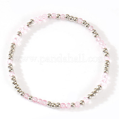 Braccialetti elasticizzati da donna con perline in vetro e acciaio inossidabile 304&nbsp;AN7513-6