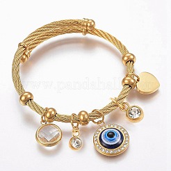 Pulseras ajustables con dijes de acero inoxidable 304&nbsp;BJEW-F326-02G