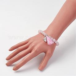 Rosa naturale perle di quarzo si estendono braccialetti&nbsp;BJEW-JB02812-02