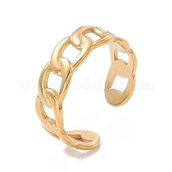 Placcatura ionica (ip) 304 catene a maglie in acciaio inossidabile forma anello polsino aperto&nbsp;RJEW-H107-11G