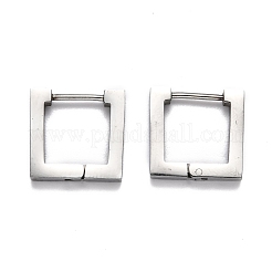 Orecchini a cerchio quadrati huggie in acciaio inossidabile 304 anti-ossidazione&nbsp;STAS-H156-09B-P
