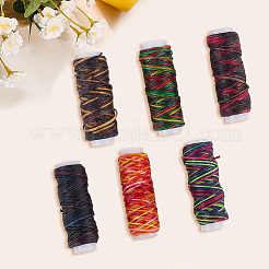 6 Rolle 6 Farben flache Segment gefärbte gewachste Baumwollkordeln&nbsp;YC-CY0001-02