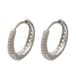 Orecchini a cerchio con micro pavé di zirconi in ottone placcato cremagliera&nbsp;EJEW-H143-25P-01