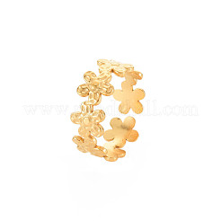 Placcatura ionica (ip) 304 anello polsino aperto avvolgente a forma di fiore in acciaio inossidabile per donna&nbsp;RJEW-S405-173G
