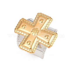 Anillos abiertos de acero inoxidable 304 con forma de cruz para mujer&nbsp;RJEW-L340-01GP