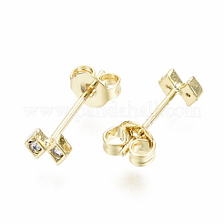 Messing Micro Pave klare Zirkonia Ohrstecker&nbsp;EJEW-T046-31G-NF