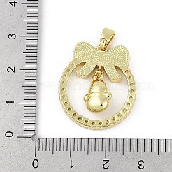 Weihnachtsthema Rack Beschichtung Messing Micro Pave Zirkonia Anhänger&nbsp;KK-U032-14G-03