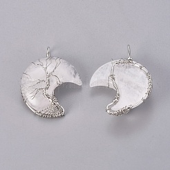 Pendentifs enroulés de fil d'arbre de vie en cristal de quartz naturel&nbsp;G-L520-E06-P
