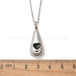 304 Edelstahl schwarz Emaille Herz Teardrop Andenken Asche Gedenkketten&nbsp;NJEW-P326-06P