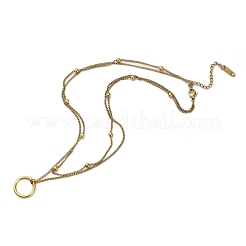 Doppellagige Halsketten mit Ringanhänger aus 304 Edelstahl für Damen und Herren&nbsp;NJEW-Q028-03G