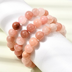 Bracelets extensibles en perles rondes de calcédoine naturelle teintée et chauffée de 10.5 mm pour femmes&nbsp;GG-CBA3F02-14B