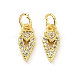 Breloques pointues en laiton micro pavé de zircons cubiques transparents&nbsp;KK-E068-VF075