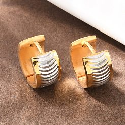 Boucles d'oreilles créoles rayées bicolores en acier inoxydable 304&nbsp;EJEW-L307-04GP-04
