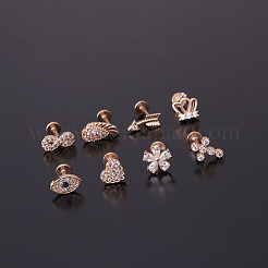 Orecchini in ottone micro pavé di zirconi cubici trasparenti per cartilagine&nbsp;WGF4DCF-22