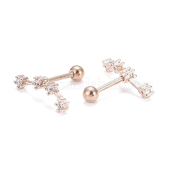 Latón micro pave aretes de circonita cúbica transparente&nbsp;EJEW-F258-01G-RG