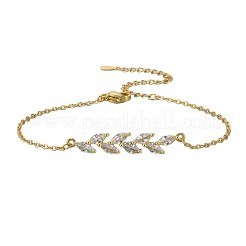 Blattförmige Messing-Gliederarmbänder mit Pavé-Fassung aus klaren Zirkonia&nbsp;WGDCC8C-01
