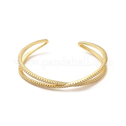 Bracelet de manchette ouvert croisé avec zircone cubique transparente&nbsp;BJEW-M231-12G