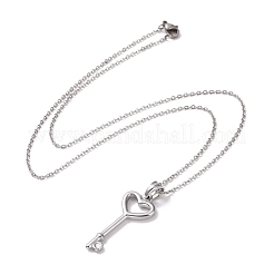 Anlaufgeschützte Halskette mit Herz-Skelettschlüssel-Anhänger aus 304er Edelstahl für Damen&nbsp;STAS-E154-17P