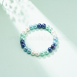 Bracciale elasticizzato da donna con perle tonde di perle di vetro&nbsp;BJEW-JB08388