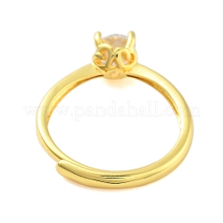 Anneaux réglables en zircone cubique transparente&nbsp;RJEW-L120-018G-03