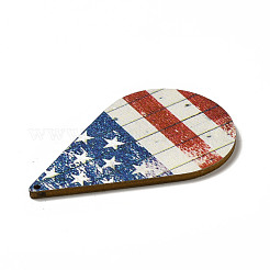 Große Anhänger aus Espenholz mit einseitig bedrucktem Thema der amerikanischen Flagge&nbsp;WOOD-G014-12