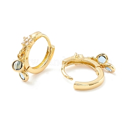 Orecchini a cerchio stella cubic zirconia con goccia tonda piatta&nbsp;EJEW-P196-19G-05