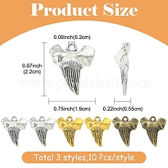 30 pz 3 colori pendenti in lega di stile tibetano&nbsp;FIND-YW0012-30