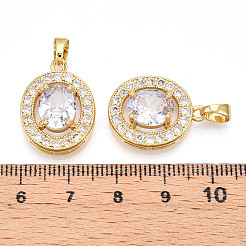 Pendentifs avec zircon cubiques à micro-pavés en laiton&nbsp;KK-N254-234G