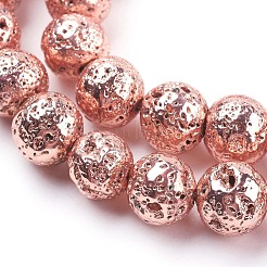 Fili di perle di roccia lavica naturale elettrodeposta&nbsp;G-E429-01-10mm
