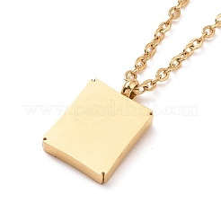 Collar con colgante de rectángulo con la palabra buena suerte&nbsp;NJEW-A004-04G