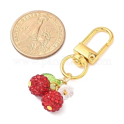 Décorations pendentif cerise en argile polymère et strass&nbsp;HJEW-JM03269-01