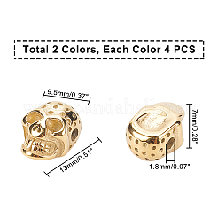 8 pz 2 perline di Halloween in acciaio inossidabile 304&nbsp;STAS-UN0024-42