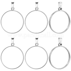 20 pendentif à lunette arrière ouverte en acier inoxydable 304&nbsp;PALLOY-BBC00008