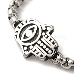 316 chirurgischer Edelstahl-Boxkettenarmbänder mit Hamsa-Handgliedern&nbsp;BJEW-Q349-12AS