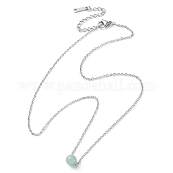 Collane con ciondolo con perline rotonde di avventurina verde naturale&nbsp;NJEW-JN04551-04