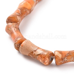 Bracelets extensibles perlés en forme de bâton de bambou en jaspe impérial naturel (teint)&nbsp;BJEW-JB09098