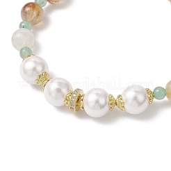 Braccialetti di perline di avventurina verde naturale e citrino per donna&nbsp;BJEW-JB11932-01