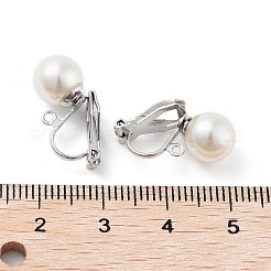 Ohrclips aus Edelstahl 304 mit Kunstperlen und Kunststoffperlen&nbsp;LS-STAS-H216-03D-P