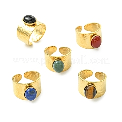 Offene Manschettenringe aus natürlichem Karneol/schwarzem Achat/Tigerauge/Lapislazuli/Moosachat&nbsp;RJEW-JR01079-02