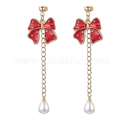 Boucles d'oreilles pendantes en alliage émaillé avec nœud papillon&nbsp;EJEW-JE06645-02