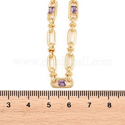 Colliers à maillons ovales en laiton pavé de zirconiums cubiques de 5 mm&nbsp;NJEW-D324-01G-06